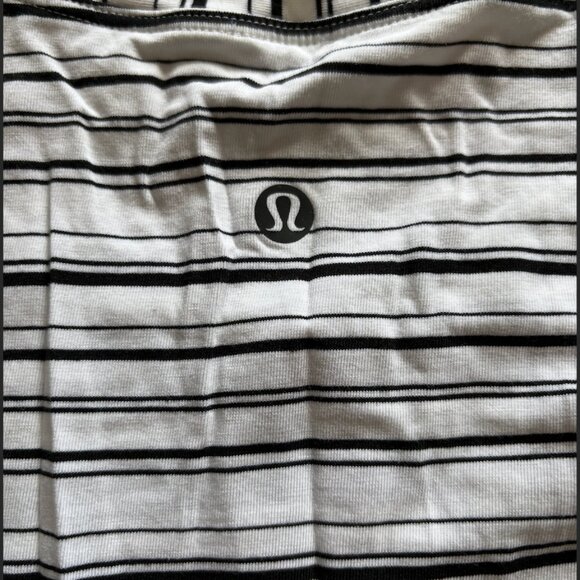 White/Black Stripe LuluLemon Long Sleeve Workout Top, Size S - Picture 3 of 4